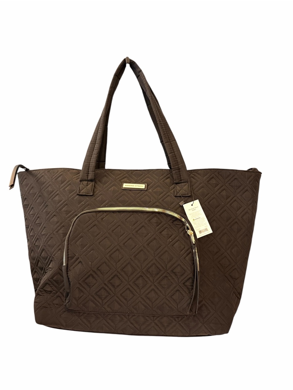 Adrienne Vittadini Large Quilted Dock Street Duffle Bag NWT $360 Black Travel